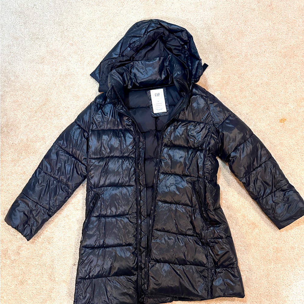 Gap Black Long Puffer down Jacket - Lightweight & Warm